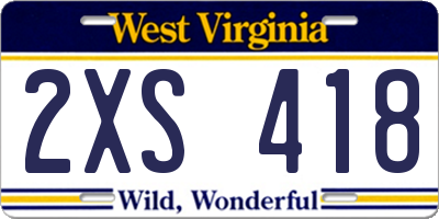 WV license plate 2XS418