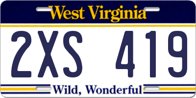 WV license plate 2XS419