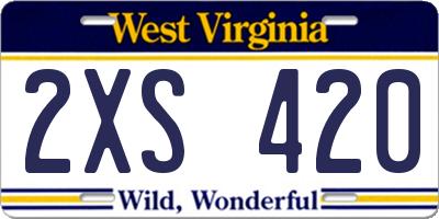 WV license plate 2XS420