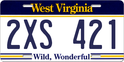 WV license plate 2XS421