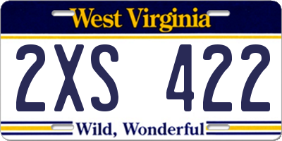 WV license plate 2XS422