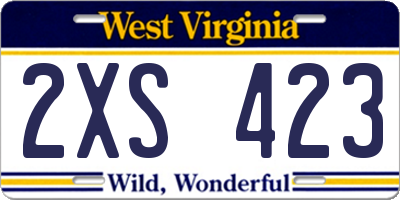 WV license plate 2XS423