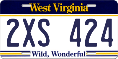 WV license plate 2XS424