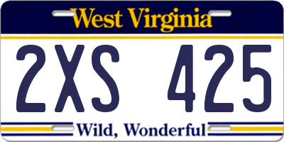 WV license plate 2XS425