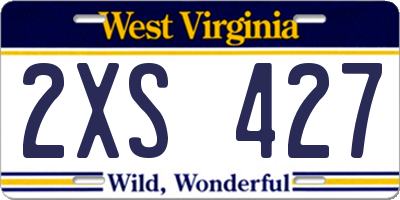 WV license plate 2XS427