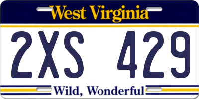 WV license plate 2XS429