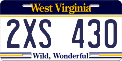 WV license plate 2XS430
