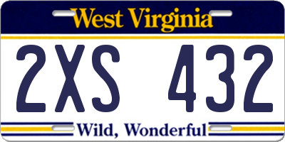 WV license plate 2XS432