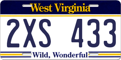 WV license plate 2XS433