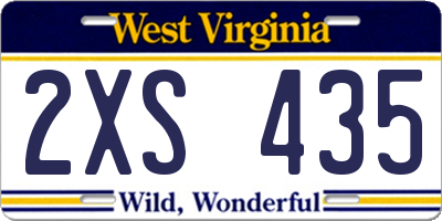 WV license plate 2XS435