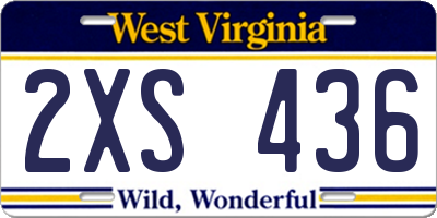 WV license plate 2XS436