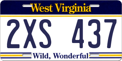 WV license plate 2XS437