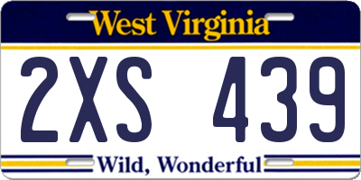 WV license plate 2XS439