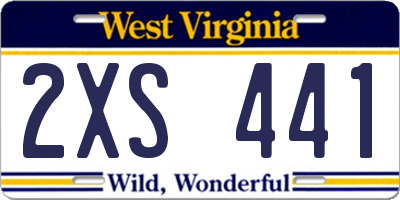WV license plate 2XS441
