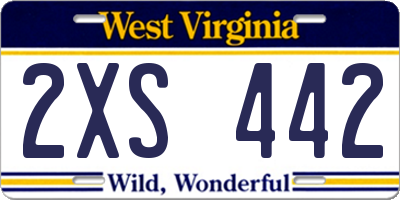 WV license plate 2XS442