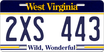 WV license plate 2XS443