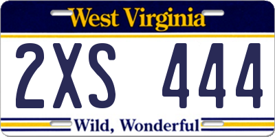 WV license plate 2XS444