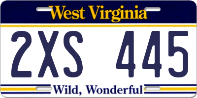 WV license plate 2XS445
