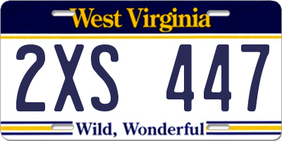 WV license plate 2XS447