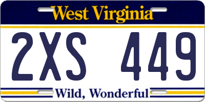 WV license plate 2XS449