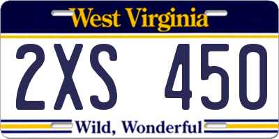 WV license plate 2XS450