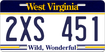WV license plate 2XS451