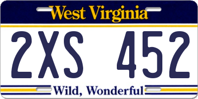 WV license plate 2XS452