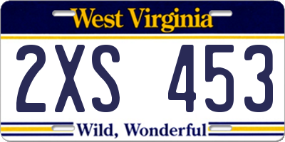 WV license plate 2XS453