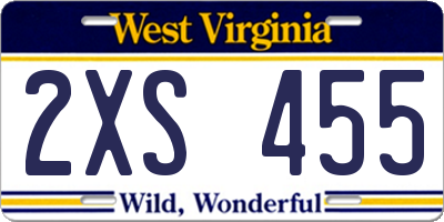 WV license plate 2XS455