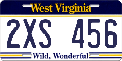 WV license plate 2XS456