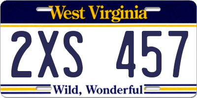 WV license plate 2XS457