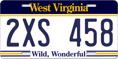 WV license plate 2XS458