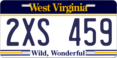 WV license plate 2XS459