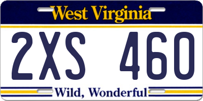 WV license plate 2XS460