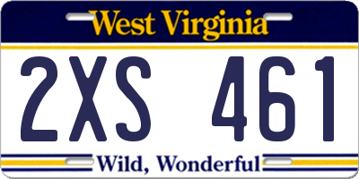WV license plate 2XS461
