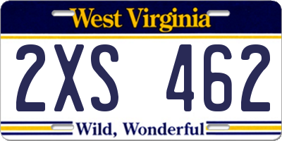 WV license plate 2XS462