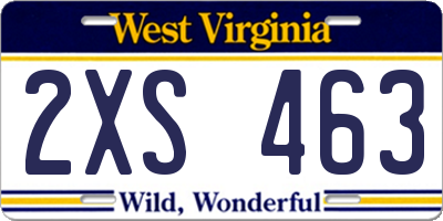 WV license plate 2XS463