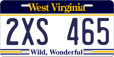 WV license plate 2XS465
