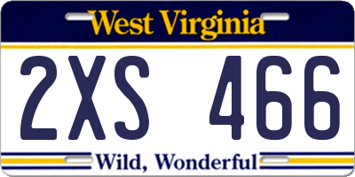 WV license plate 2XS466