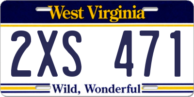 WV license plate 2XS471
