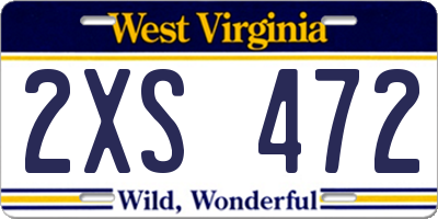 WV license plate 2XS472