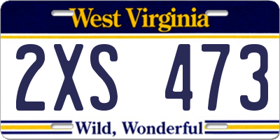 WV license plate 2XS473
