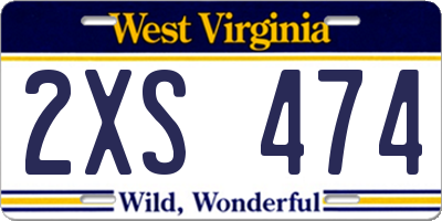 WV license plate 2XS474
