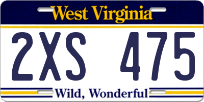 WV license plate 2XS475
