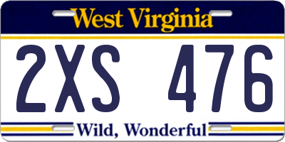 WV license plate 2XS476