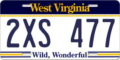 WV license plate 2XS477