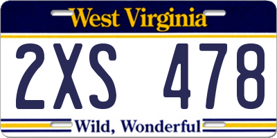 WV license plate 2XS478