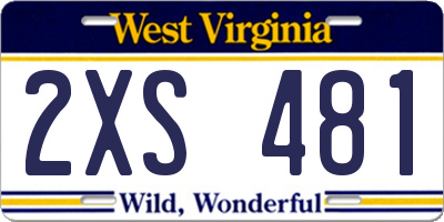 WV license plate 2XS481