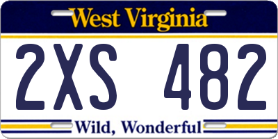 WV license plate 2XS482