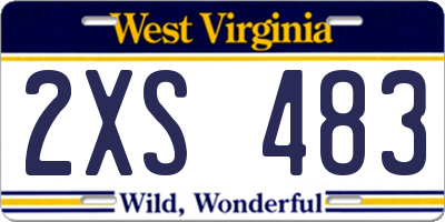 WV license plate 2XS483